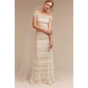 BHLDN Tadashi Shoji Eira Wedding Gown Lace Off the Shoulder Size 12